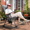 image:imageTimber Ridge Oversized Folding Rocking Camping Chair Padded Outdoor Rocker with High Back Portable Outdoor Chair for Patio Garden Lawn Supports up to 400 lbs Black  Foldable Padded Outdoor Rocker with High Back Portable Outdoor Chair for Patio Garden LawnGrey2 Pack