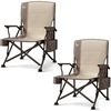 image:imageTIMBER RIDGE Oversized Folding Camping Chair High Back 500lbs  Heavy Duty Camping Chairs for Adults Cup Holder Side Pocket Cooler BagTan2 Set