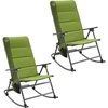 image:imageTimber Ridge Oversized Folding Rocking Camping Chair Padded Outdoor Rocker with High Back Portable Outdoor Chair for Patio Garden Lawn Supports up to 400 lbs Black  Foldable Padded Outdoor Rocker with High Back Portable Outdoor Chair for Patio Garden LawnGreen2 Pack