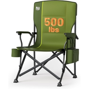 image:imageTIMBER RIDGE Oversized Folding Camping Chair High Back 500lbs  Heavy Duty Camping Chairs for Adults Cup Holder Side Pocket Cooler BagGreen