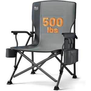 image:imageTIMBER RIDGE Oversized Folding Camping Chair High Back 500lbs  Heavy Duty Camping Chairs for Adults Cup Holder Side Pocket Cooler BagGrey