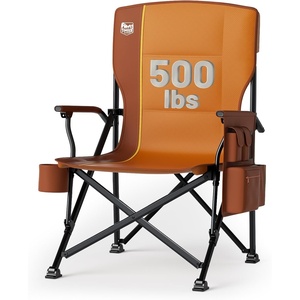 image:imageTIMBER RIDGE Oversized Folding Camping Chair High Back 500lbs  Heavy Duty Camping Chairs for Adults Cup Holder Side Pocket Cooler BagOrange