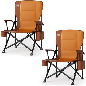 image:imageTIMBER RIDGE Oversized Folding Camping Chair High Back 500lbs  Heavy Duty Camping Chairs for Adults Cup Holder Side Pocket Cooler BagOrange2 Set