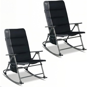 image:imageTimber Ridge Oversized Folding Rocking Camping Chair Padded Outdoor Rocker with High Back Portable Outdoor Chair for Patio Garden Lawn Supports up to 400 lbs Black  Foldable Padded Outdoor Rocker with High Back Portable Outdoor Chair for Patio Garden LawnBlack2 Pack